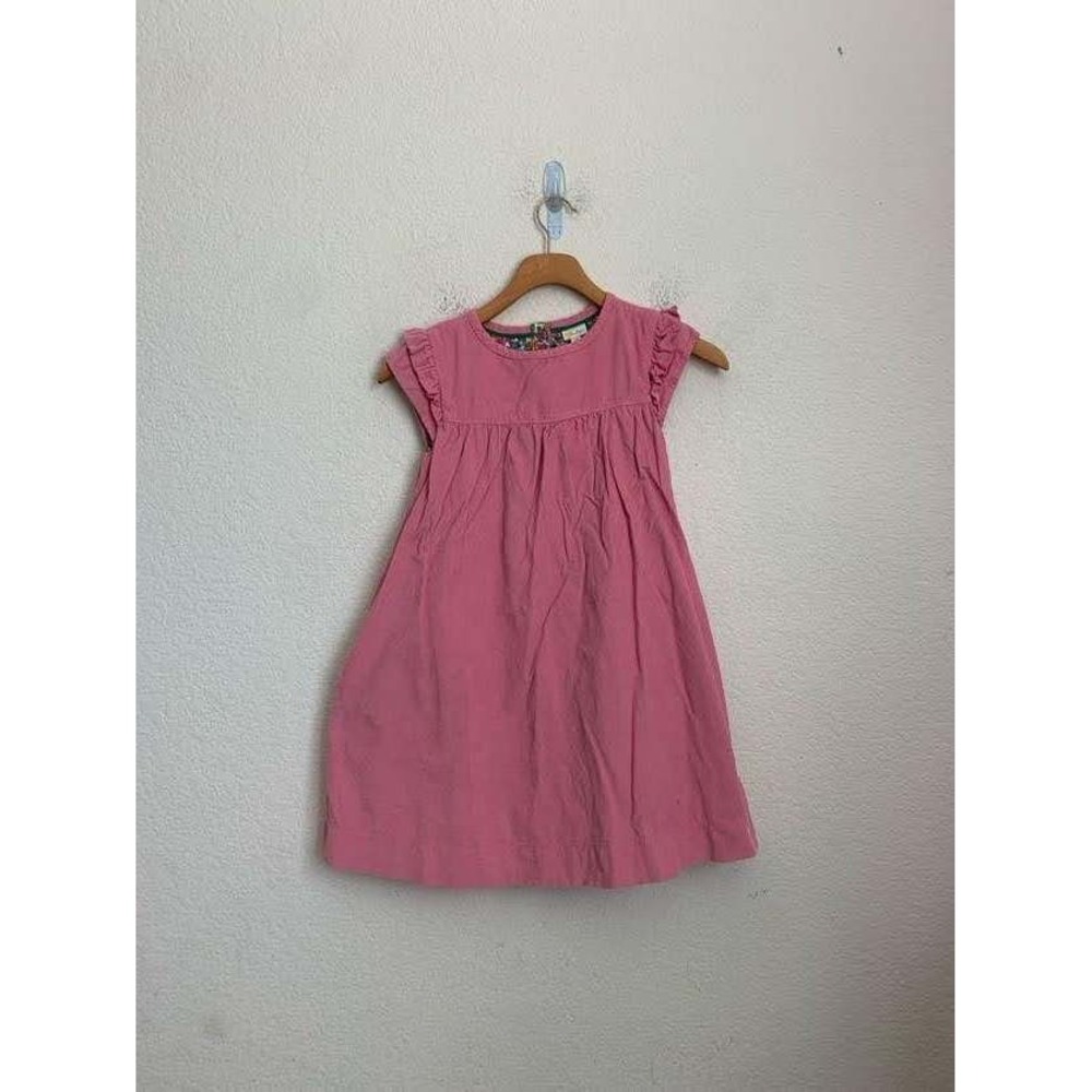 Mini Boden Dress Corduroy Ruffle Sleeve Floral Lining Pink Kids 7-8Y 128cm - Picture 1 of 8
